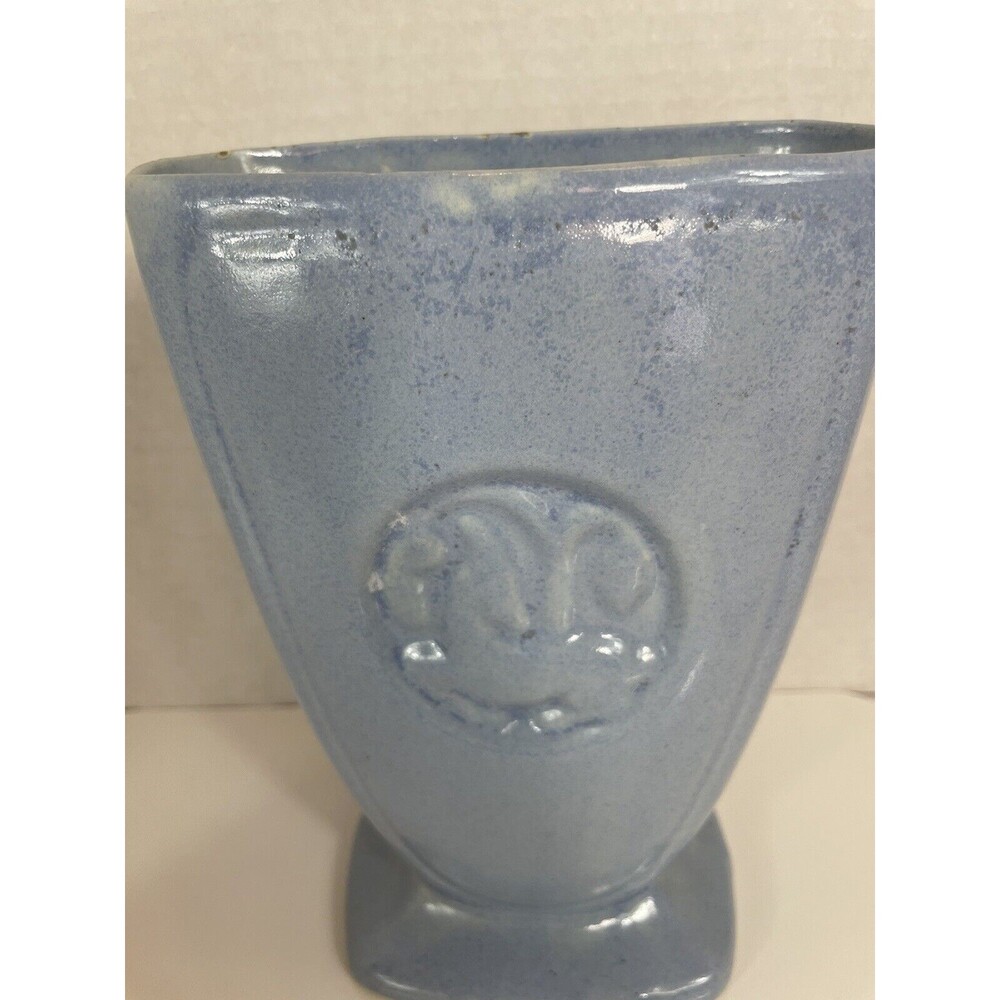Robinson Ransbottom Vase Art Pottery Gazelle Deer Blue Ceramic 230 MCM VTG Retro - Picture 9 of 16